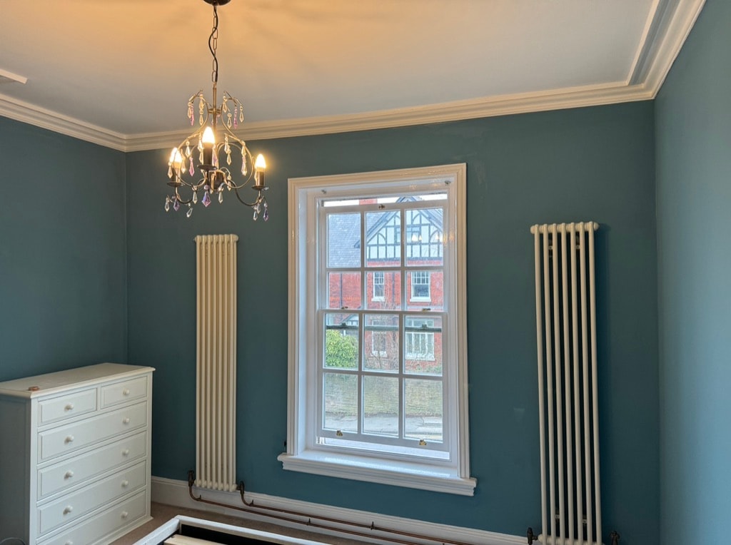 Modern hallway with skylight and staircase — decorating project