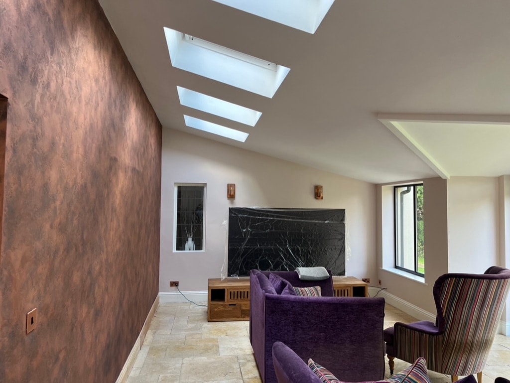 Modern living room with skylight windows — interior decorating